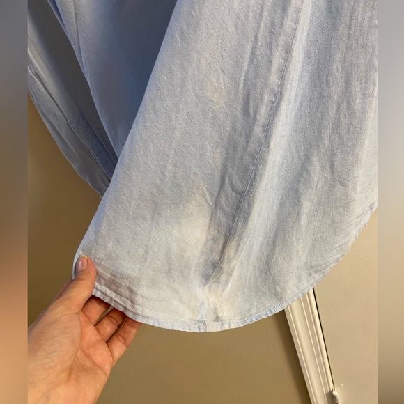 Eileen Fisher button front shirt baby blue Irish linen Large - Picture 8 of 8